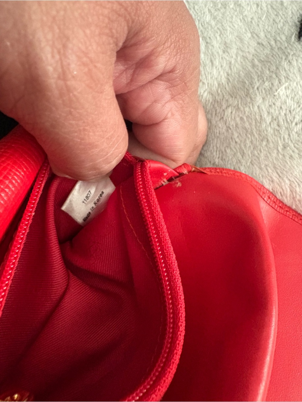 MCM Red Leather Fold Wallet with Gold Logo Accents - Picture 7 of 8